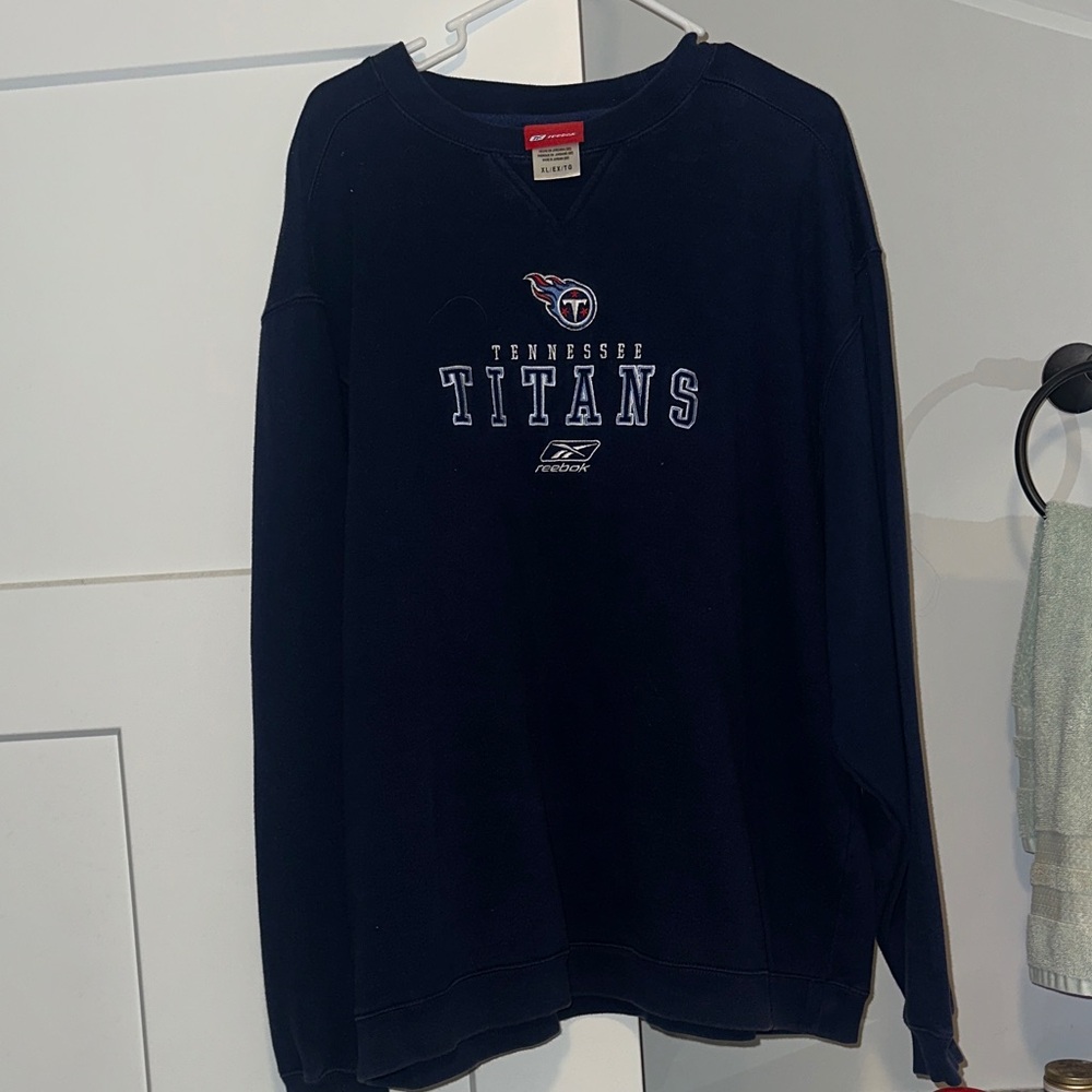 Reebok Navy Tennessee Titans Pullover Crewneck Sweatshirt
